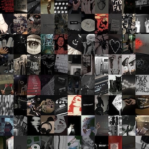 110 PCS | Grunge Aesthetic Wall Photo Collage | Dark Grunge Wall Collage | Horror Aesthetic Photo Collage | Black Aesthetic Photo Collage