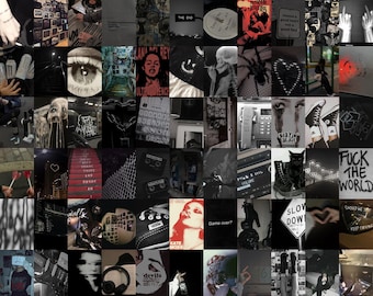 Dark Grunge Aesthetic Wall Collage Art – Underground Mood, Punk Energy & Alternative Room Decor Poster (110 PCS)