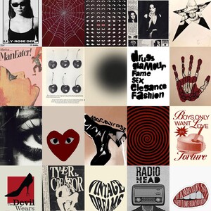 Grunge Aesthetic Wall Collage Kit | Dark Vintage Prints (100 PCS) (Digital Download) image 8
