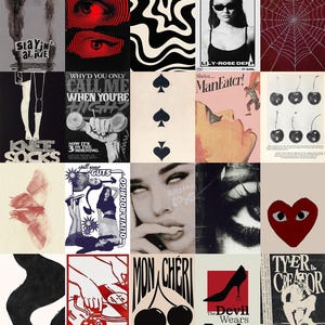Grunge Aesthetic Wall Collage Kit | Dark Vintage Prints (100 PCS) (Digital Download) image 2