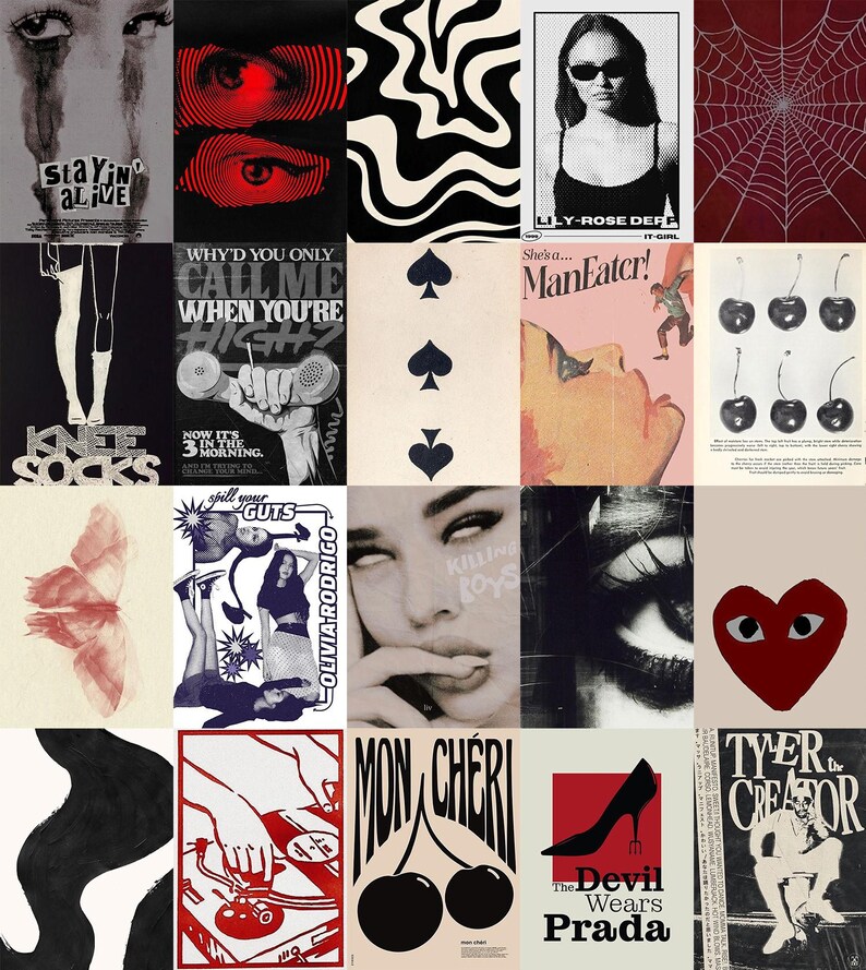 Grunge Aesthetic Wall Collage Kit | Dark Vintage Prints (100 PCS) (Digital Download) image 2