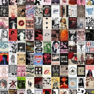 100 PCS | Music Poster Collage | Vintage Aesthetic Wall Collage Kit | Vintage Music Poster Collage | Singer Song Aesthetic Photo Collage