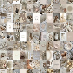 100 PCS | Neutral Aesthetic Wall Collage Kit | Soft Cream Photo Collage Kit | Beige Fall Photo Collage | Neutral Aesthetic Photo Collage