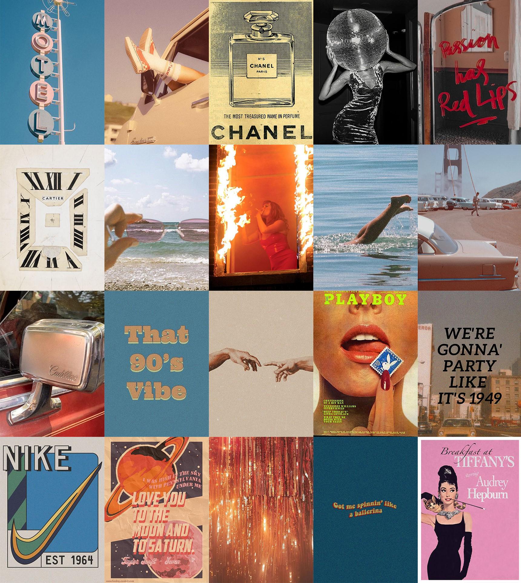 80 PCS | Retro Aesthetic Poster Collage | Retro Wall Collage Prints