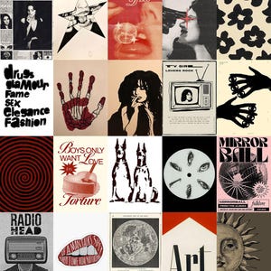 Grunge Aesthetic Wall Collage Kit | Dark Vintage Prints (100 PCS) (Digital Download) image 3