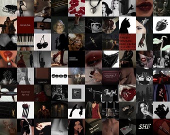 Dark Feminine Energy Aesthetic Wall Collage – Femme Fatale, Dark Boujee, Luxury Noir & Boss Energy Decor (100 PCS)