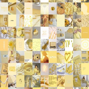 100 PCS | Butter Yellow Aesthetic Photo Collage | Yellow Wall Collage Kit | Pinterest Inspired Butter Yellow Poster Collage