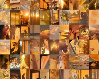 80 PCS | Golden Hour Aesthetic Photo Collage | Vintage Wall Collage | Golden Aesthetic Wall Photo Collage | Sunset Aesthetic Wall Collage