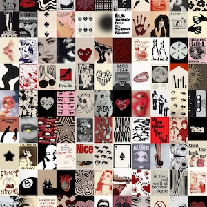 100 PCS | Grunge Aesthetic Wall Collage Kit | Grunge Wall Poster Collage | Grunge Dark Wall Photo Collage | Vintage Aesthetic Photo Collage