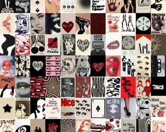 Grunge Aesthetic Wall Collage Kit | Dark Vintage Prints (100 PCS) (Digital Download)