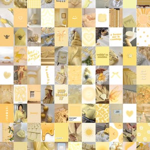 100 PCS | Yellow Aesthetic Poster Collage | Soft Yellow Wall Photo Collage | Pastel Yellow Wall Photo Prints | Cheerful Yellow Wall Decor