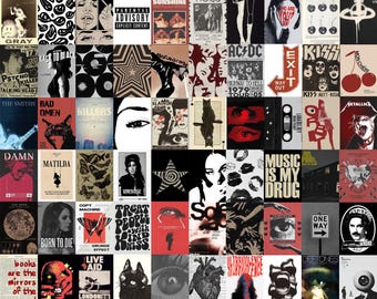 Rock Music Aesthetic Wall Collage Art – Grunge Aesthetic, Indie & Alternative Album Covers, Vintage Band Poster Decor (100 PCS)