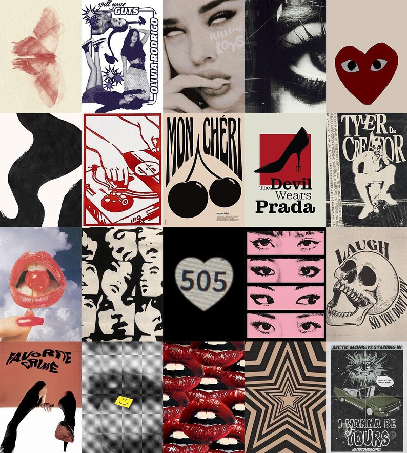 Grunge Aesthetic Wall Collage Kit | Dark Vintage Prints (100 PCS) (Digital Download) image 7