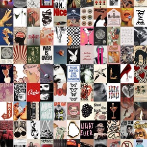 100 PCS | Vintage Aesthetic Poster Collage | Retro Aesthetic Wall Collage | Vintage Wall Collage Kit | Vintage Grunge Aesthetic Photo Prints
