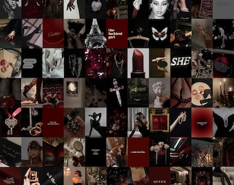 Red Collage Kit, Dark Feminine Wall Decor, Moody Room Decor, Boujee Photo Collection