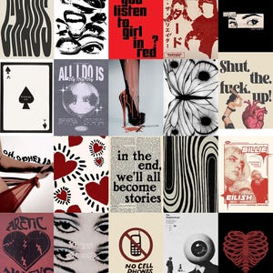 Grunge Aesthetic Wall Collage Kit | Dark Vintage Prints (100 PCS) (Digital Download) image 5