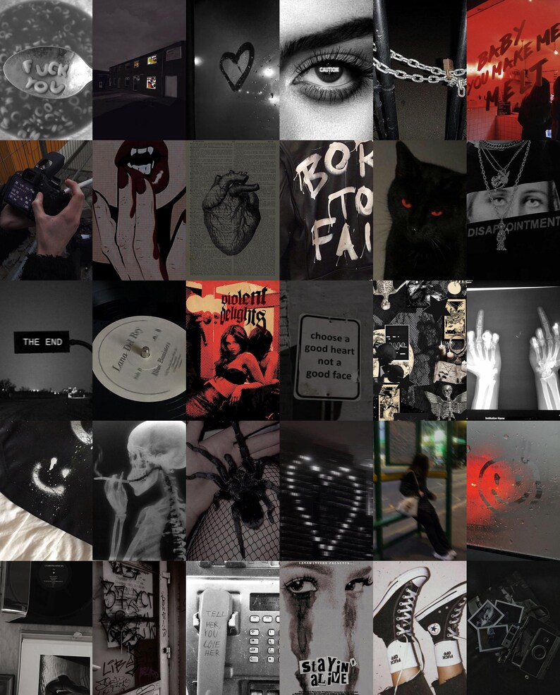 Dark Grunge Aesthetic Wall Collage Art – Underground Mood, Punk Energy & Alternative Room Decor Poster (110 PCS) image 3