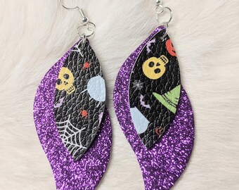 Purple and Black Halloween Earrings