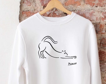 Custom Cat Sweatshirt, Cat Lovers Sweater, Cat Lover Sweatshirt, Cat Lover Gift, White and Black Cat Lover Gift, Cat Pullover Sweatshirt