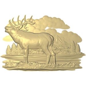Elk on Lake STL File