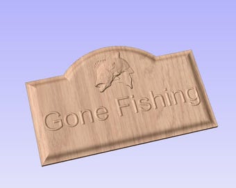 Gone Fishing Plaque, Sign STL File