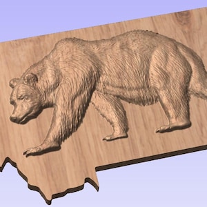 Montana State Grizzly Bear Map Plaque STL Datei für CNC-Fräser