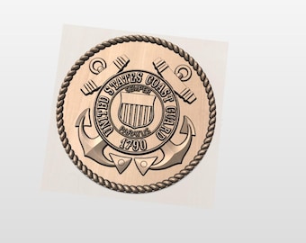 May include: A bronze-colored United States Coast Guard emblem. The circular design features an anchor, the words "United States Coast Guard," and the year "1790." The emblem is surrounded by a rope-like border and includes two crossed cannons.