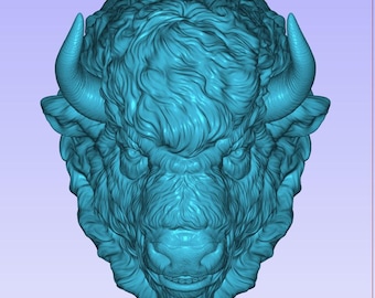 Buffalo, Bison Head STL File for cnc routers and 3d printers