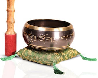 Buddha Tibetan Singing Bowl with Mantras Meditation Calm Relaxing Sound Bowl Chakra Healing Sound Therapy