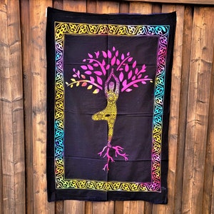 Wall Decor Tree of Life Tie Dye Meditation Tapestry Wall Art Hanging - Home Decor Mindfulness Home Office Yoga Pose Decor
