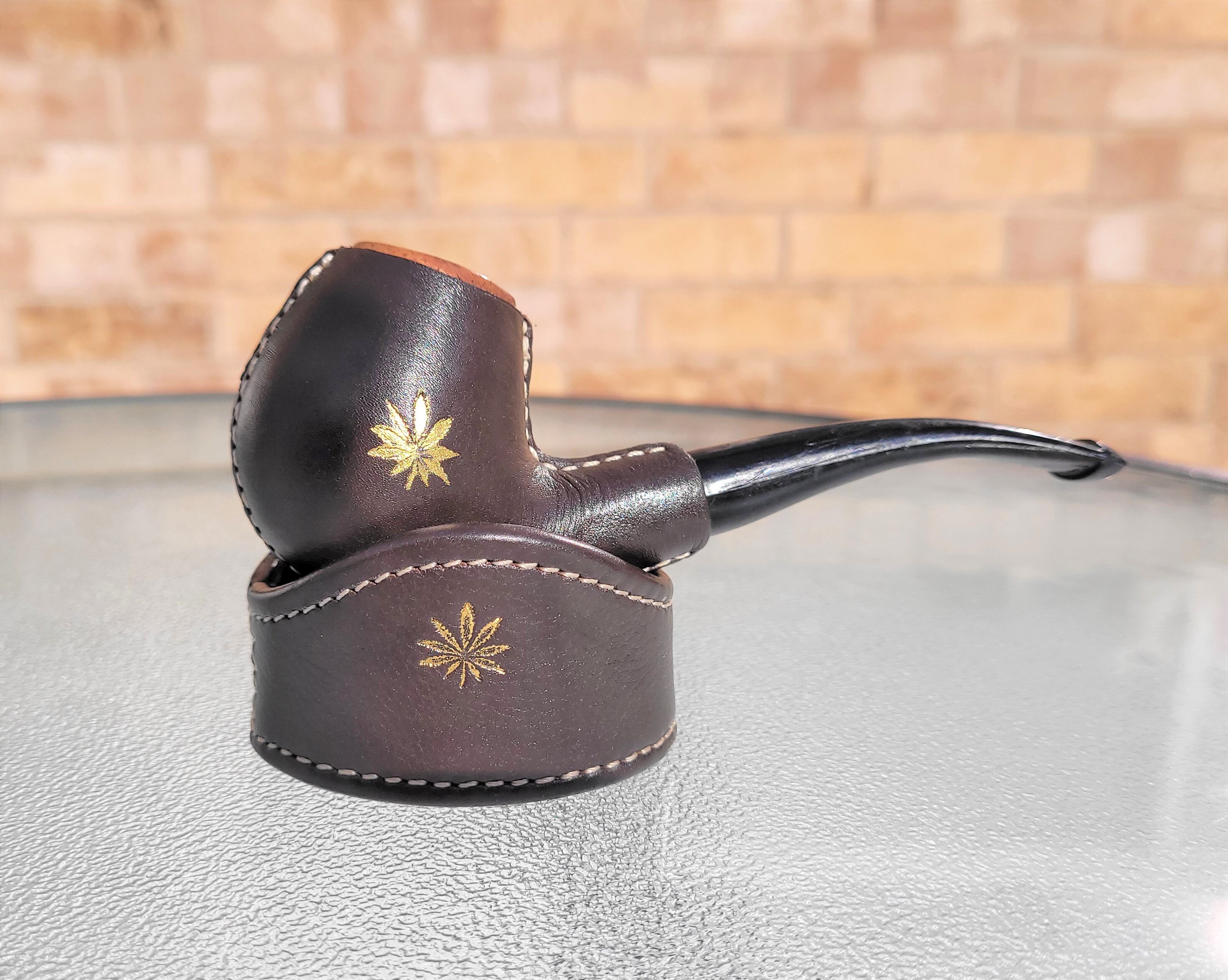 Gifts for Him Leather Pipe with Leather Stand Smoking Etsy
