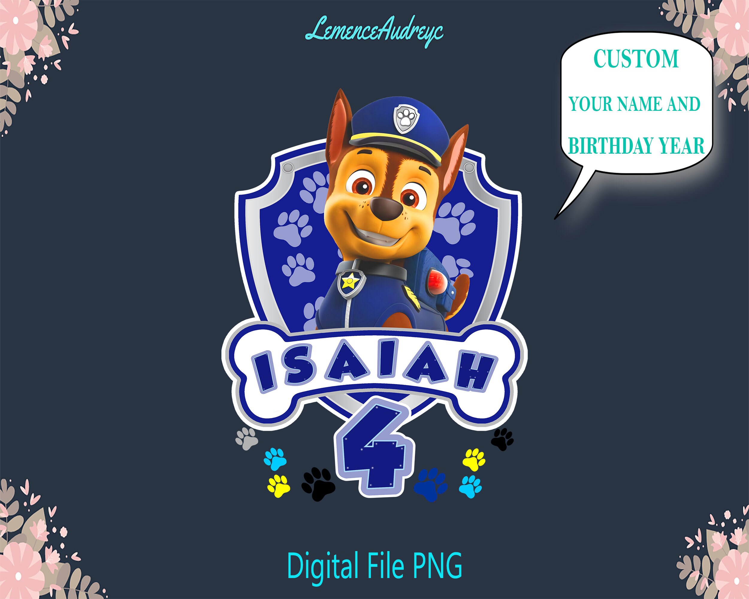 Chase Paw Patrol Birthday PNG Paw Patrol Birthday Boy Png | Etsy