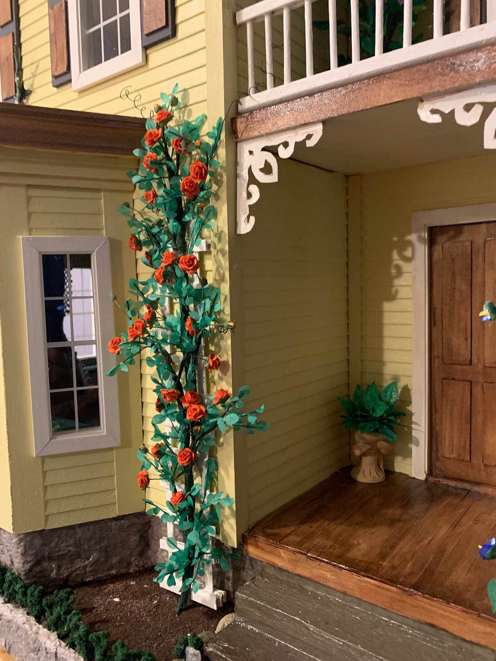 112 scale Dollhouse garden plants climbing 13 Orange Rose Etsy