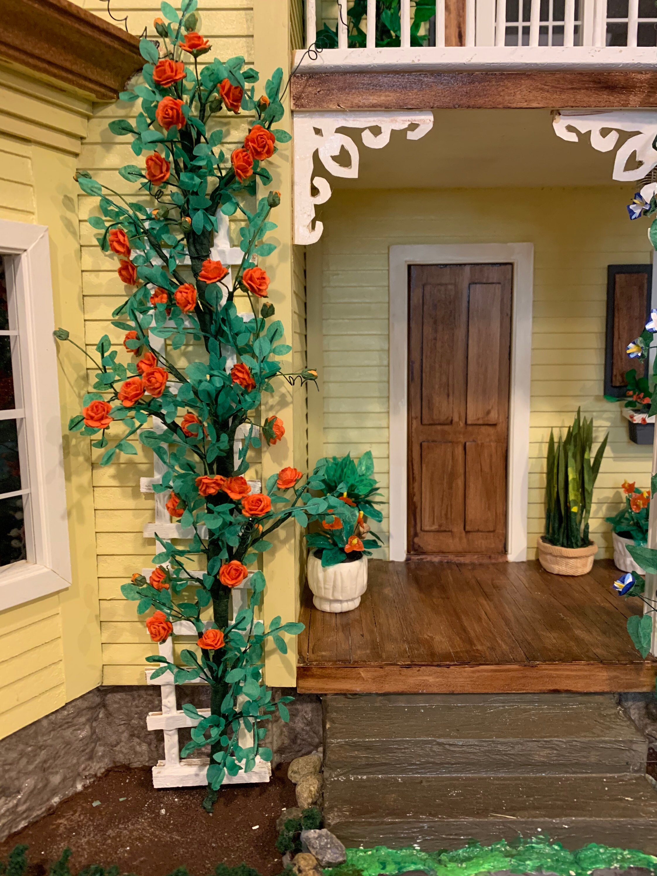 112 scale Dollhouse garden plants climbing 13 Orange Rose Etsy