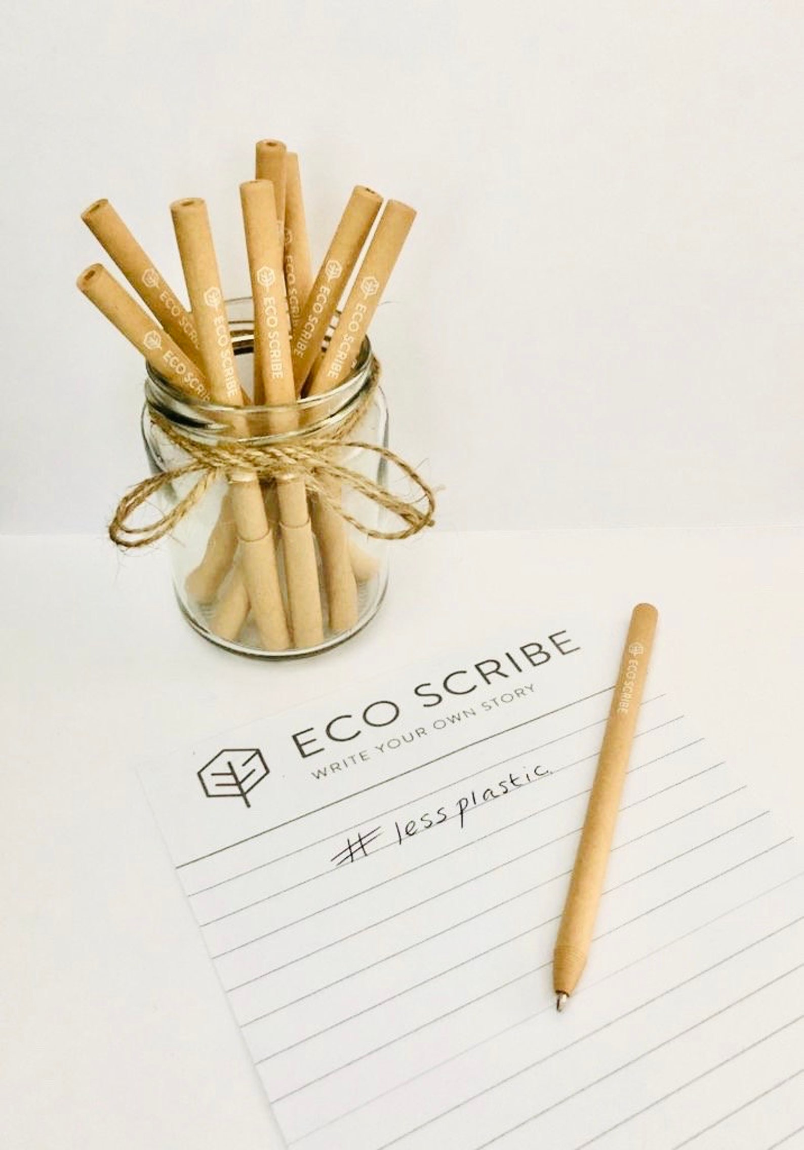 Eco Friendly Paper Pens, 100 PLASTIC FREE, Black Ink Ballpoint Biros