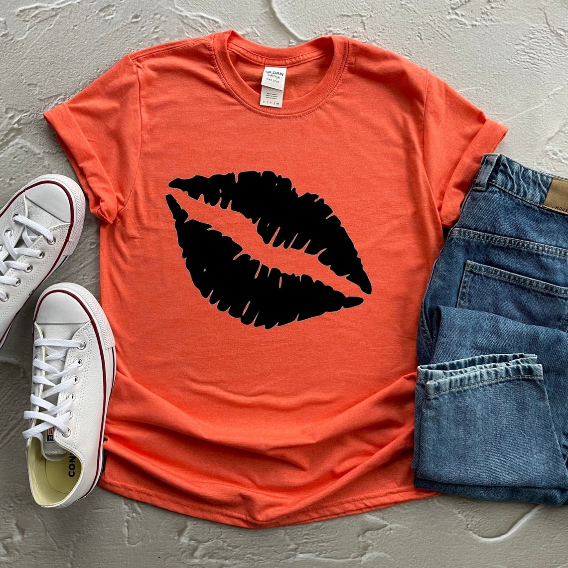 Lip Kiss Shirt Lips for Women Kisses Women TShirt Kiss Etsy