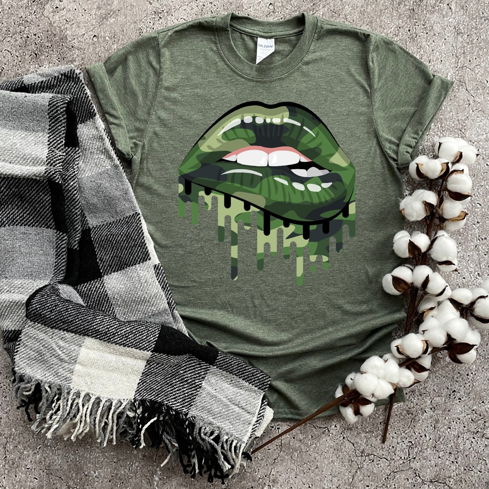 Camouflage Lips T-Shirt Camo Tongue Shirt Military Unisex | Etsy