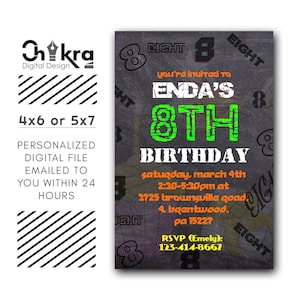 Birthday Party Invitation, Personalized, Digital, all ages. 1 JPG,1 PDF