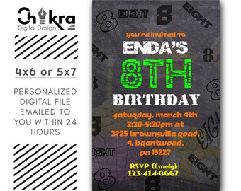 Birthday Party Invitation, Personalized, Digital, all ages. 1 JPG,1 PDF