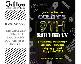 All Ages Boy Birthday Invitation, Boy Birthday Invites, Instant Download Boy Number Invitations, 1JPG, 1PDF