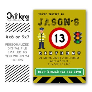 Boys Birthday Party Invitation, Personalized, Digital, all ages. 1 JPG,1 PDF
