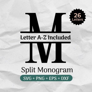 Split-Monogramm SVG-Bundle, verschüttete Buchstabe-Svg, Alphabet Clipart, Nachname-Svg, Familienname-Rahmen, kommerzielle Nutzung Schnittdateien Svg/Png/Eps/Dxf