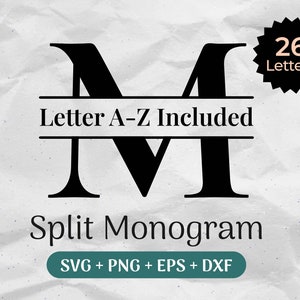 Split Monogram SVG Bundle, Spilt Letter Svg, Alphabet Clipart, Last Name Svg, Family Name Frame, Commercial Use Cut Files Svg/Png/Eps/Dxf