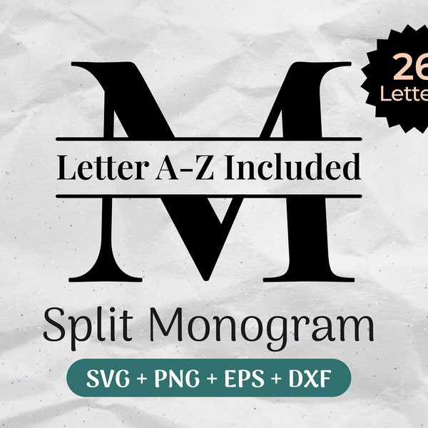 Lot de monogramme SVG fractionné, renversé lettre Svg, Clipart alphabet, nom de famille Svg, cadre nom de famille, usage commercial couper des fichiers Svg/PNG/Eps/Dxf