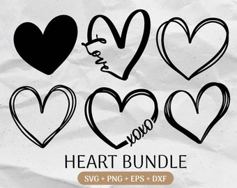 Heart SVG Bundle, Doodle Heart SVG, Hand Drawn Heart SVG, Open Heart Svg, Love Png, Valentine Svg Cut File, Sketch Heart Clipart, Dxf, Eps
