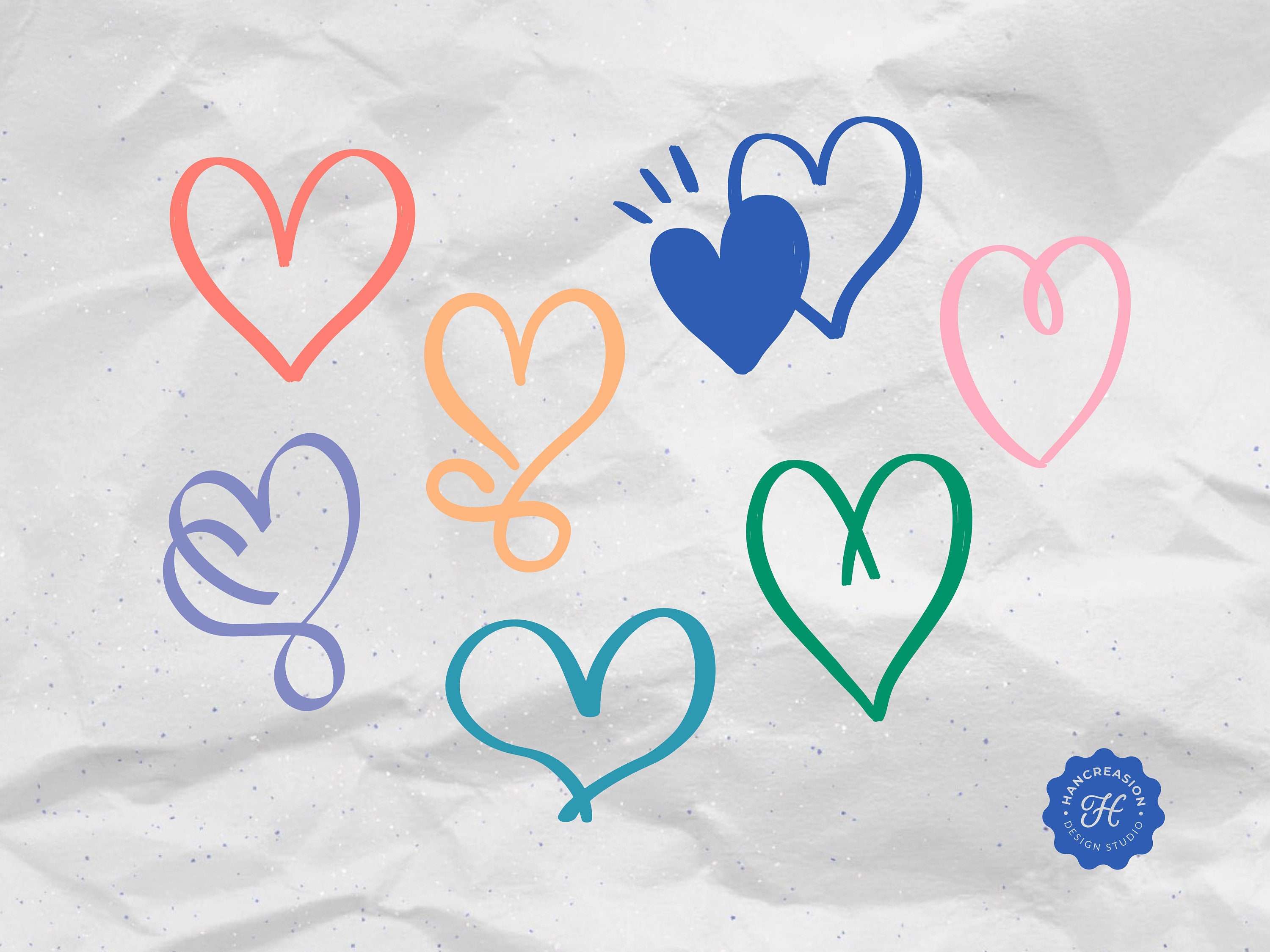 54 Heart SVG Bundle Love Clipart Doodle Heart SVG Hand - Etsy
