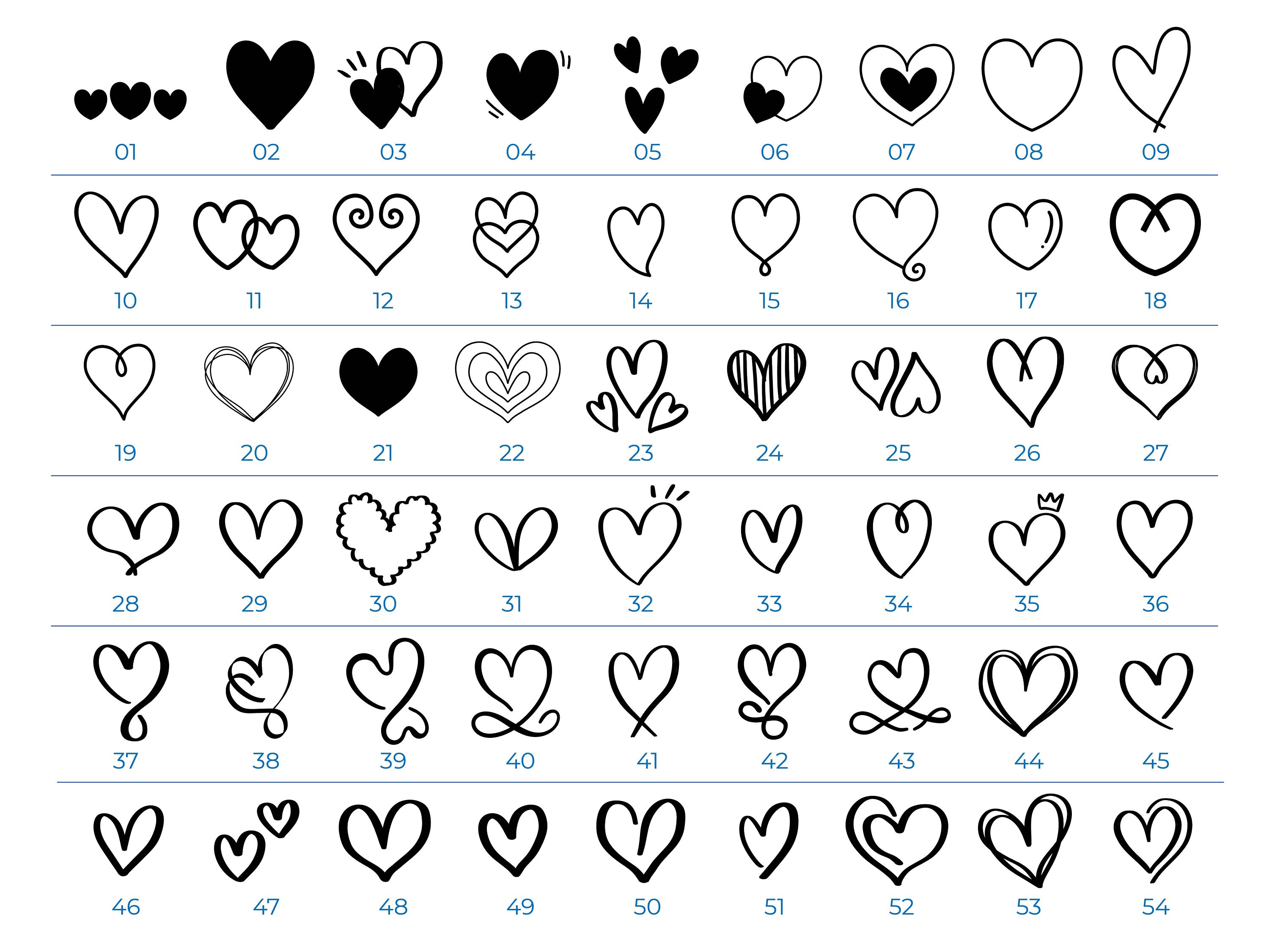 54 Heart SVG Bundle Love Clipart Doodle Heart SVG Hand - Etsy