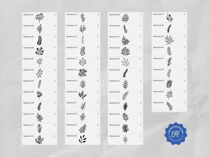 45 Botanical Procreate Stamps, Floral Procreate Brush Set, Flower ...