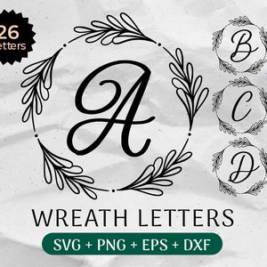 Paquete de SVG de monogramas, SVG de apellido, SVG de monogramas iniciales, clipart de alfabeto florido, archivos de corte de uso comercial de fuente de letra Laurel Png/Eps/Dxf