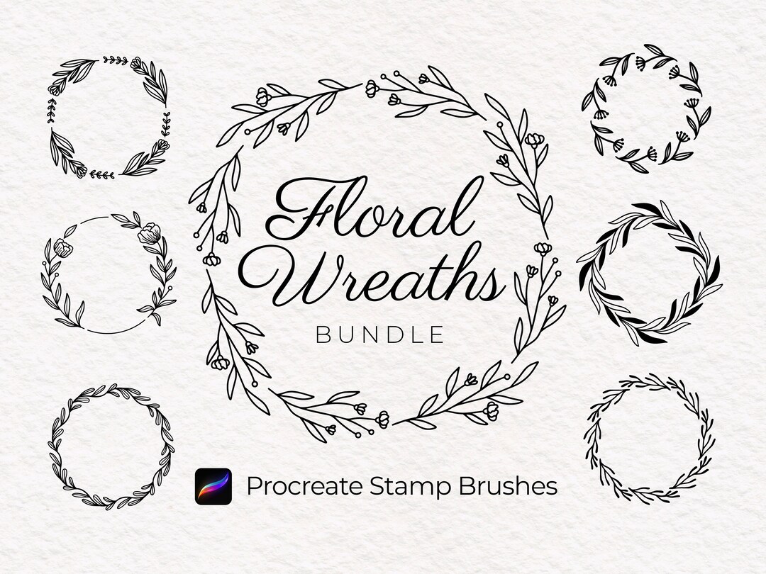 Procreate Wreath Stamps, Floral Frame Procreate Brush Set, Flower ...